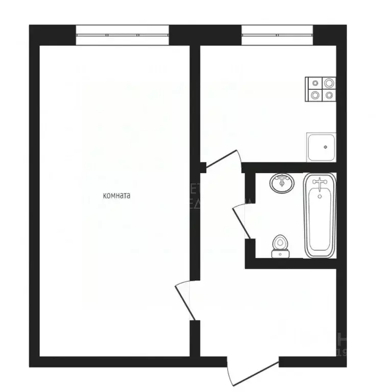 1-к кв. Тюменская область, Тюмень ул. Ватутина, 14 (29.2 м) - Фото 1