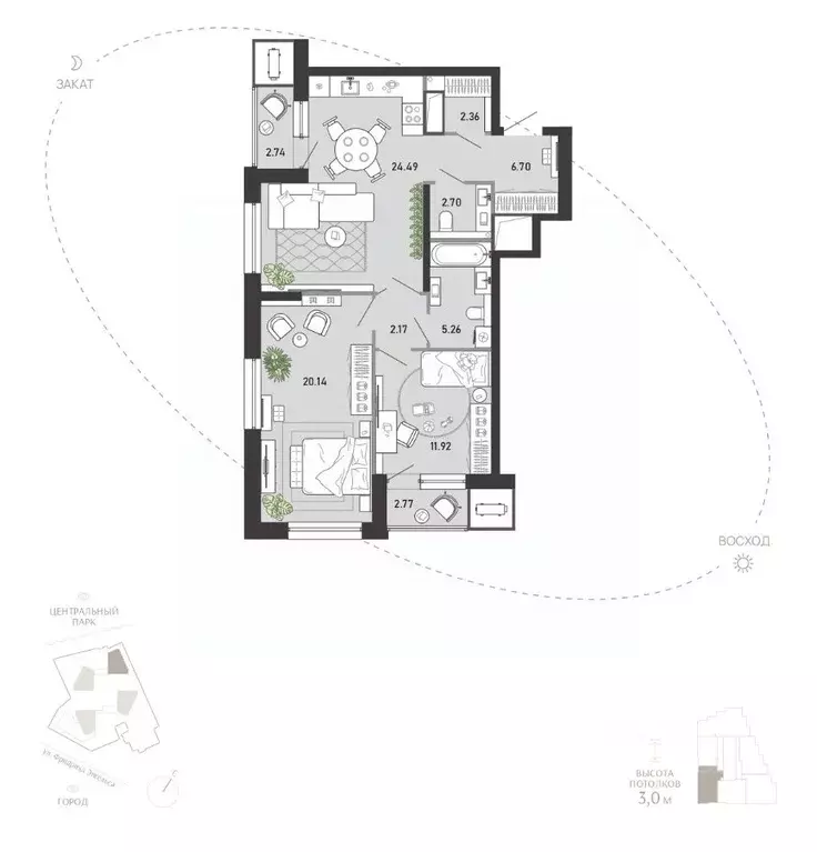 2-к кв. Тульская область, Тула ул. Фридриха Энгельса, 70А (81.25 м) - Фото 0