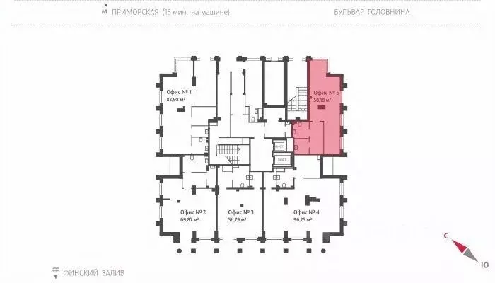 Помещение свободного назначения в Санкт-Петербург наб. Миклухо-Маклая, ... - Фото 2