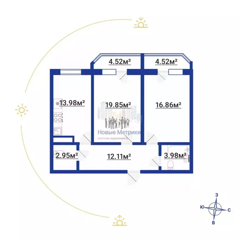 2-к кв. Санкт-Петербург ш. Суздальское, 12к2 (69.73 м) - Фото 2