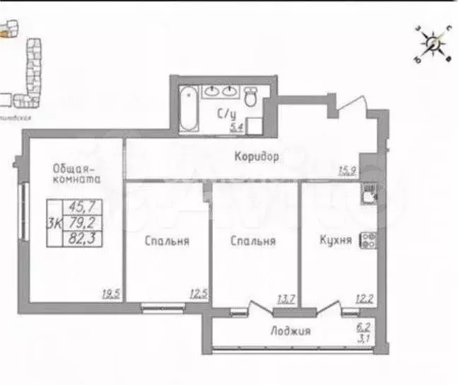 3-к. квартира, 80 м, 21/23 эт. - Фото 0