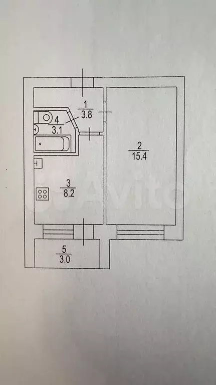 1-к. квартира, 30,5 м, 3/3 эт. - Фото 0