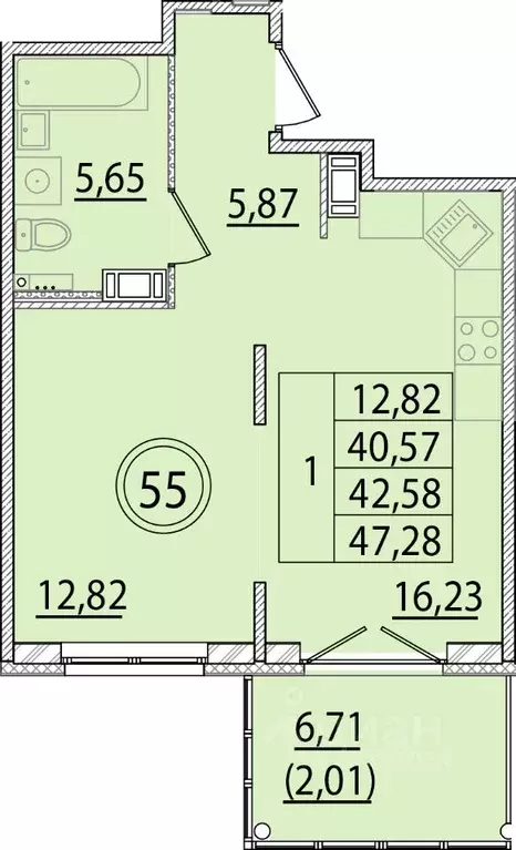 1-к кв. Санкт-Петербург пос. Шушары, ул. Соколиная, 4к1 (40.57 м) - Фото 1