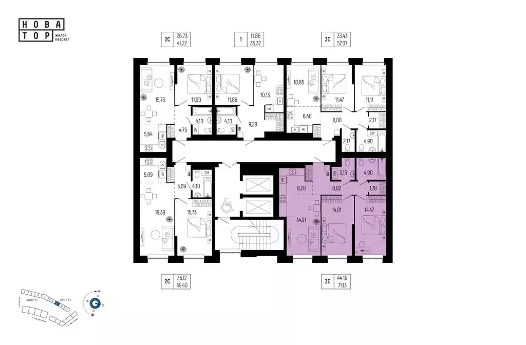 3-комнатная квартира: Уфа, Советский район, порт Уфа (71.13 м) - Фото 1