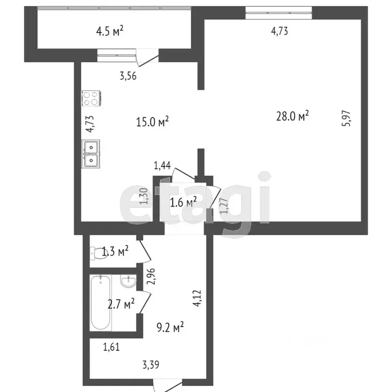 1-к кв. Тюменская область, Тюмень ул. Василия Гольцова, 10 (57.8 м) - Фото 0