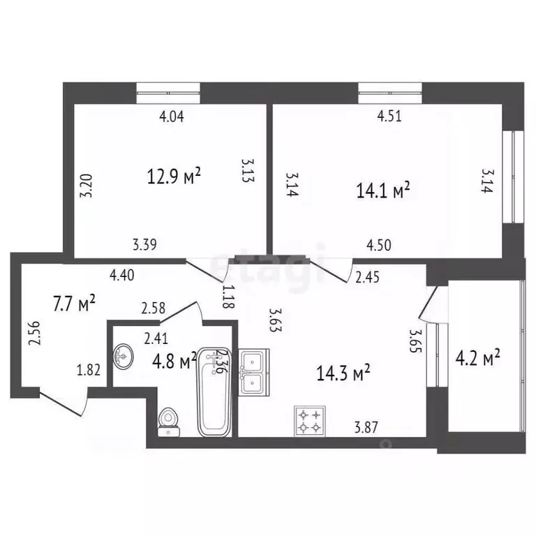 2-к кв. Санкт-Петербург Белоостровская ул., 10к1 (53.8 м) - Фото 1