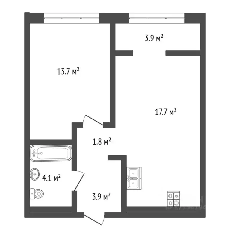 1-к кв. Тюменская область, Тюмень Профсоюзная ул., 6к1 (42.0 м) - Фото 1