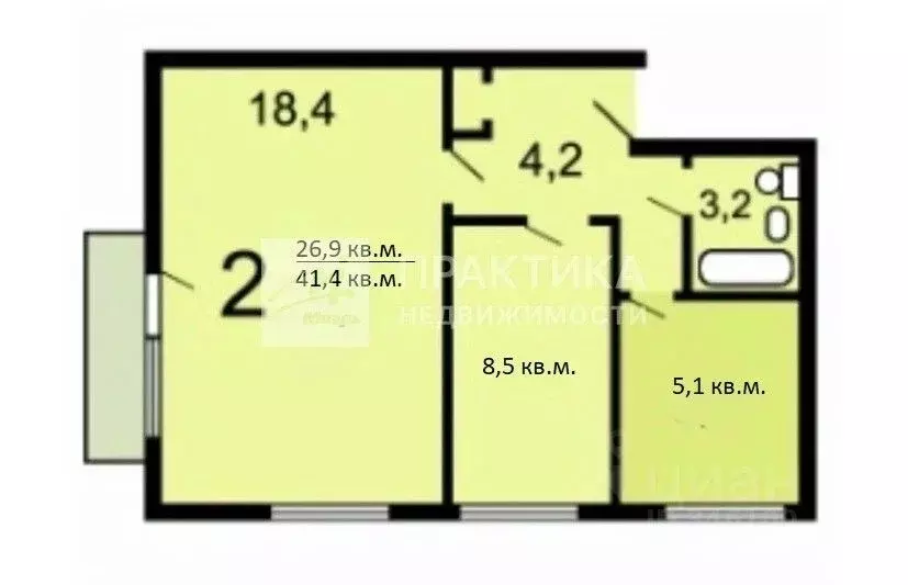 2-к кв. Москва Шереметьевская ул., 11К2 (41.8 м) - Фото 2