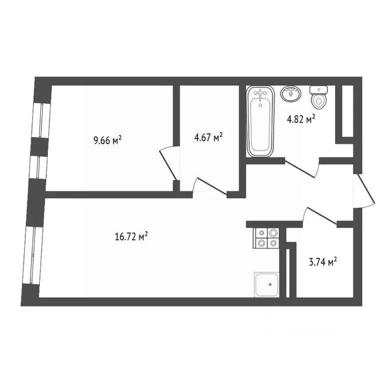 2-к кв. Тюменская область, Тюмень ул. Ю.-Р.Г. Эрвье, 38 (49.8 м) - Фото 2