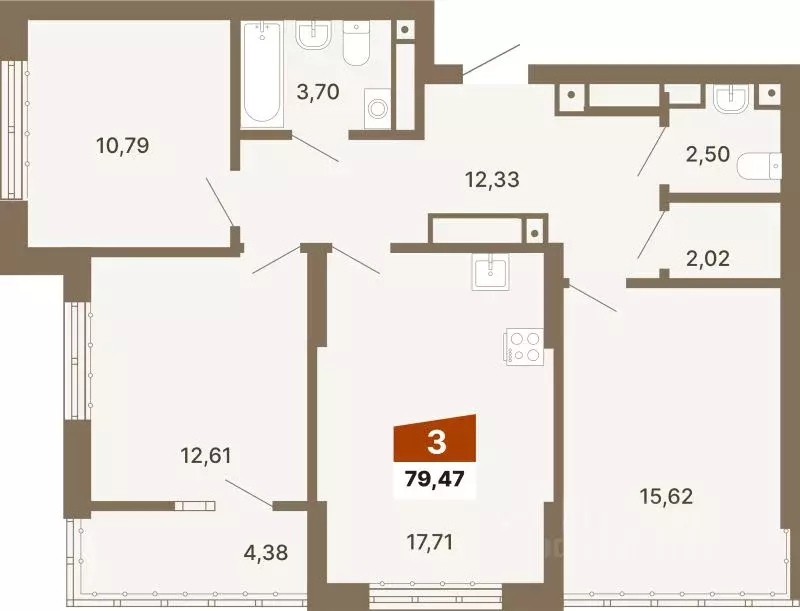 3-к кв. Свердловская область, Екатеринбург ул. Волгоградская, 197 ... - Фото 1