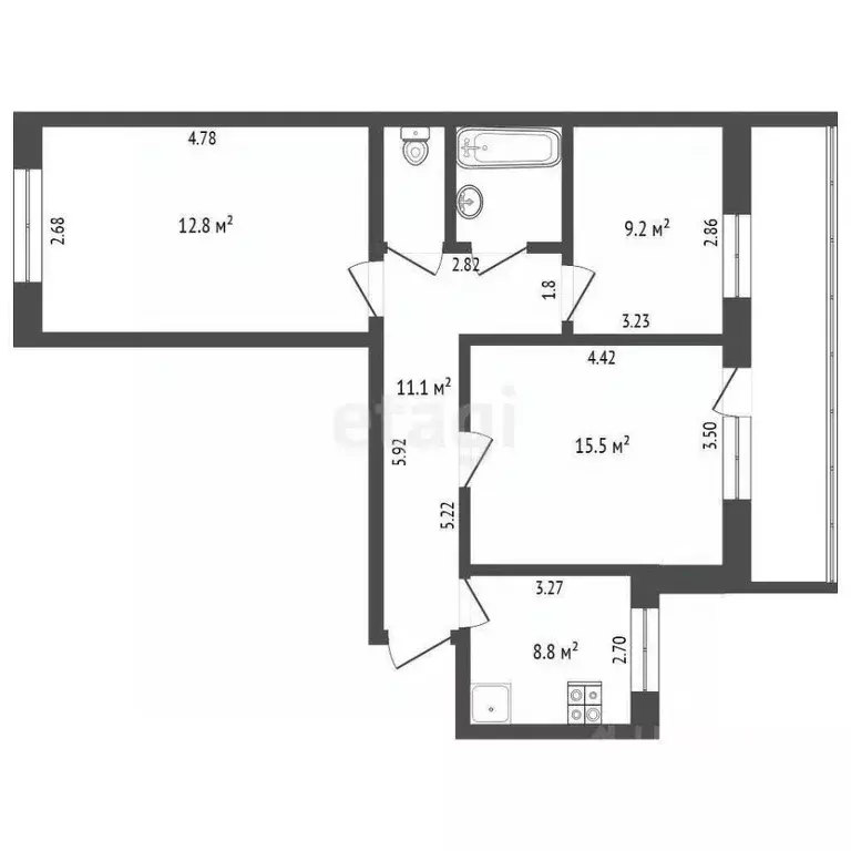 3-к кв. Марий Эл, Йошкар-Ола ул. Мира, 68 (64.0 м) - Фото 2