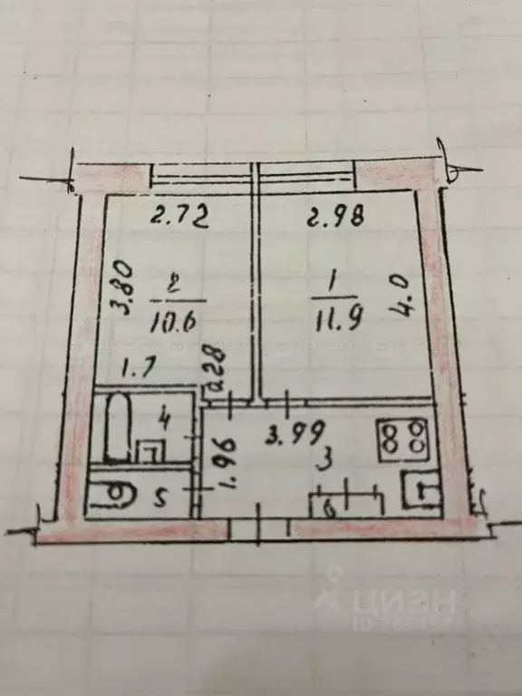 2-к кв. Татарстан, Казань ул. Мусина, 59б (34.0 м) - Фото 2