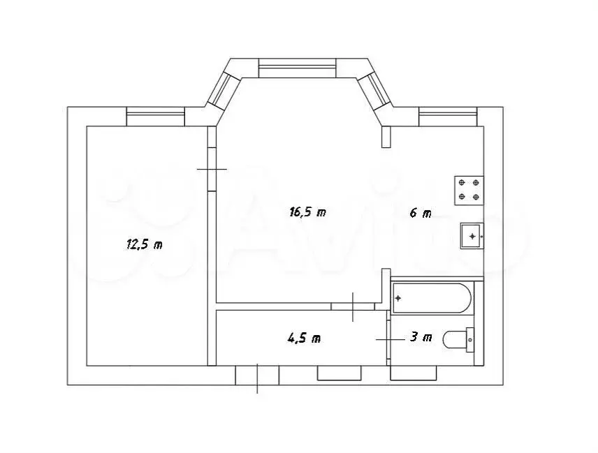 2-к. квартира, 42 м, 3/5 эт. - Фото 0