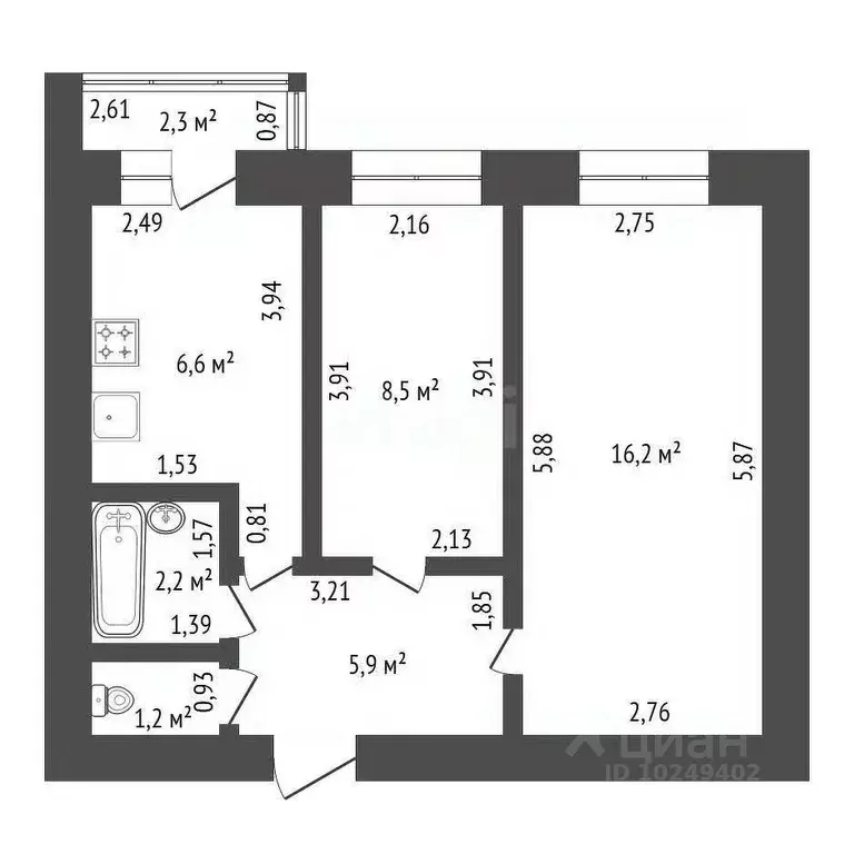 2-к кв. Башкортостан, Уфа ул. Испытателей, 21 (42.6 м) - Фото 2