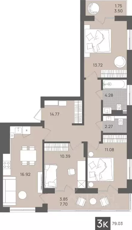 3-к кв. Калининградская область, Светлогорск Новая ул., 22к2 (79.03 м) - Фото 1