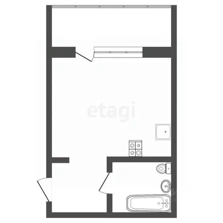 Студия Тюменская область, Тюмень Полевая ул., 109к1 (33.0 м) - Фото 2