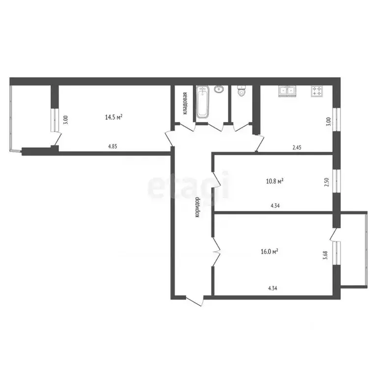 3-к кв. Пензенская область, Пенза ул. Кижеватова, 17 (66.9 м) - Фото 1