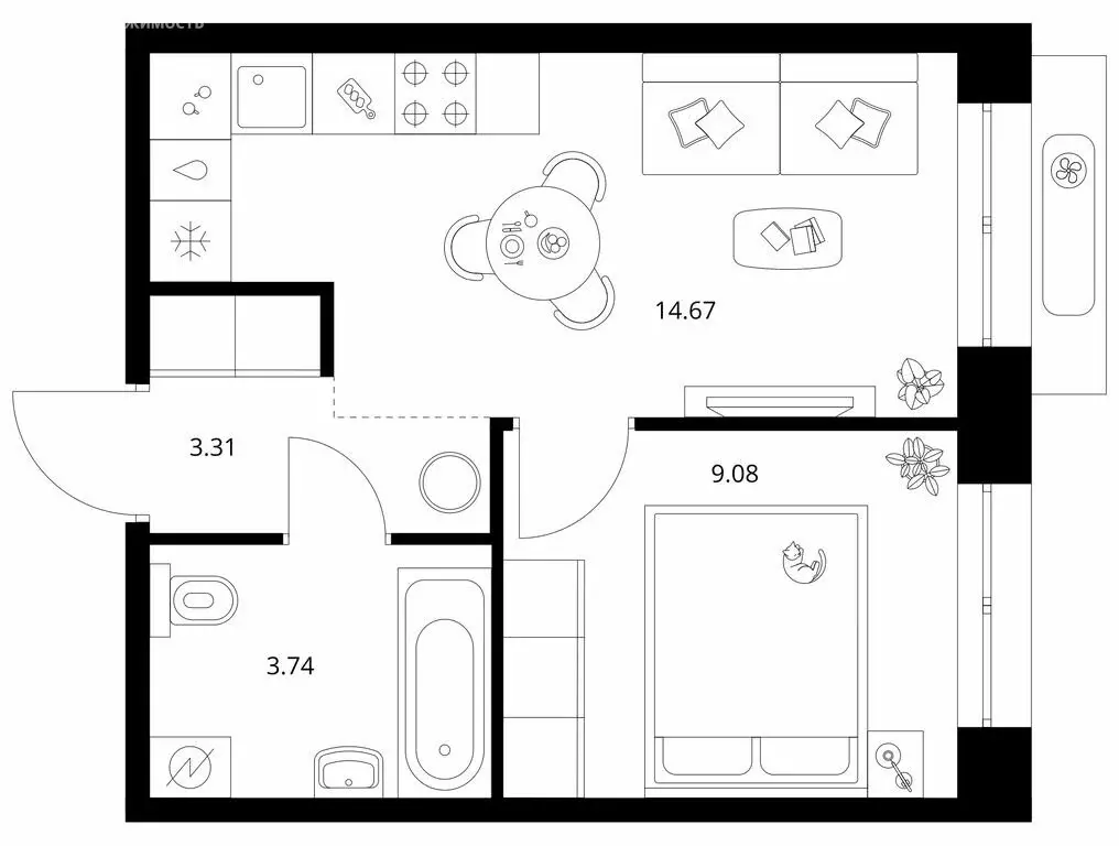 1-комнатная квартира: Улан-Удэ, Советская улица, 6/2 (30.8 м) - Фото 1