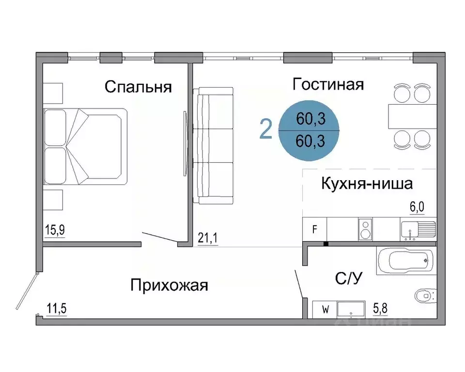 2-к кв. Крым, Керчь Белый город жилой комплекс (60.3 м) - Фото 0