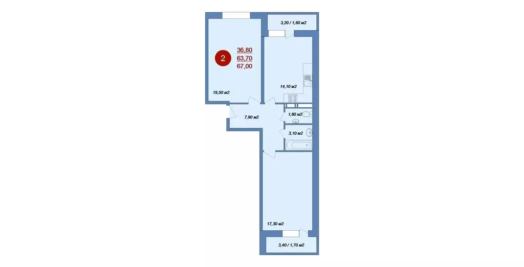 2-комнатная квартира: деревня Островцы, микрорайон Новые Островцы, ... - Фото 1