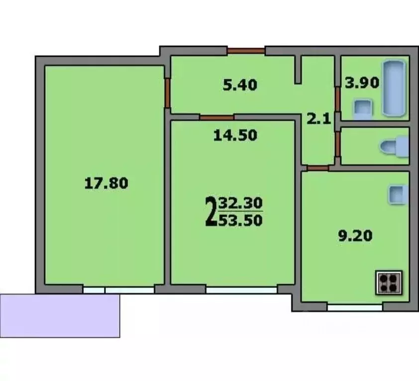 2-к кв. Москва пос. Внуково, ул. Изваринская, 4 (53.5 м) - Фото 2