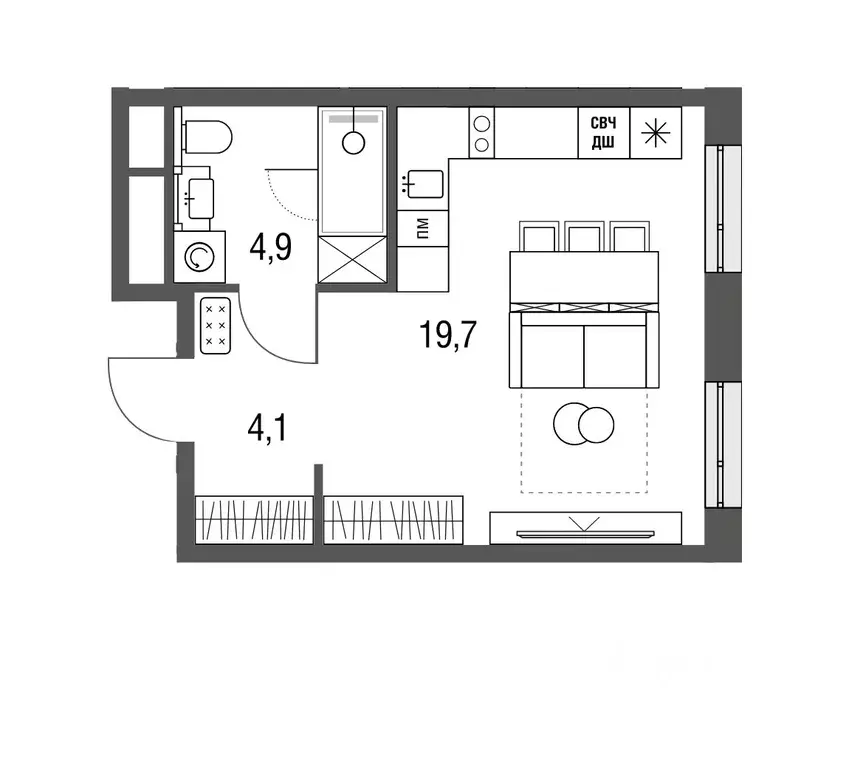 Студия Москва Тагильская ул., 2к1 (28.7 м) - Фото 0