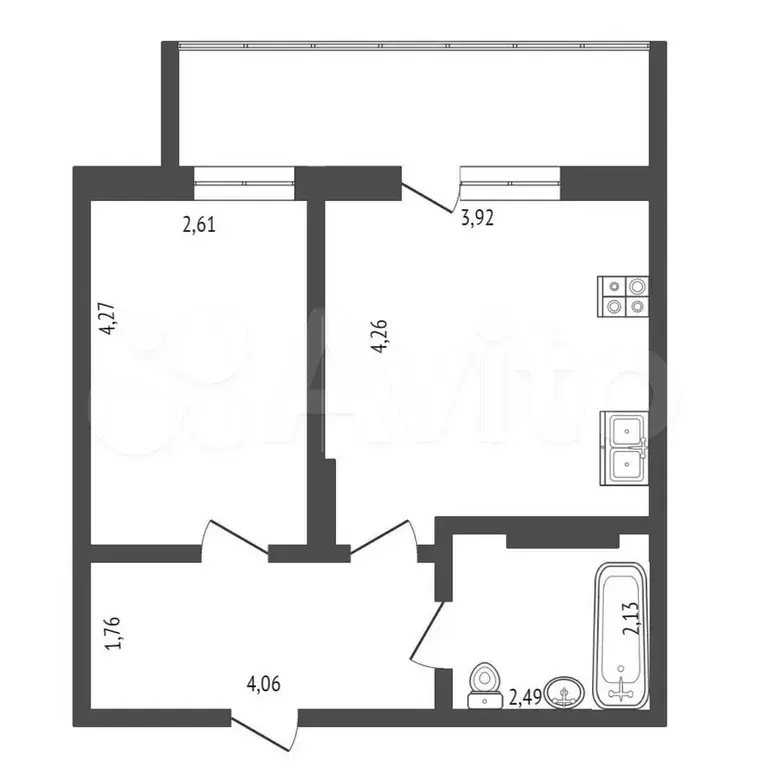 1-к. квартира, 39,8 м, 7/9 эт. - Фото 0