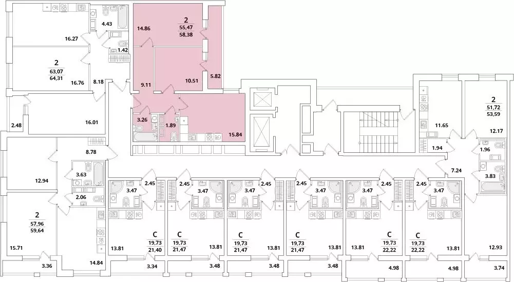 2-к кв. Санкт-Петербург Кубинская ул., 82к3с1 (58.5 м) - Фото 1
