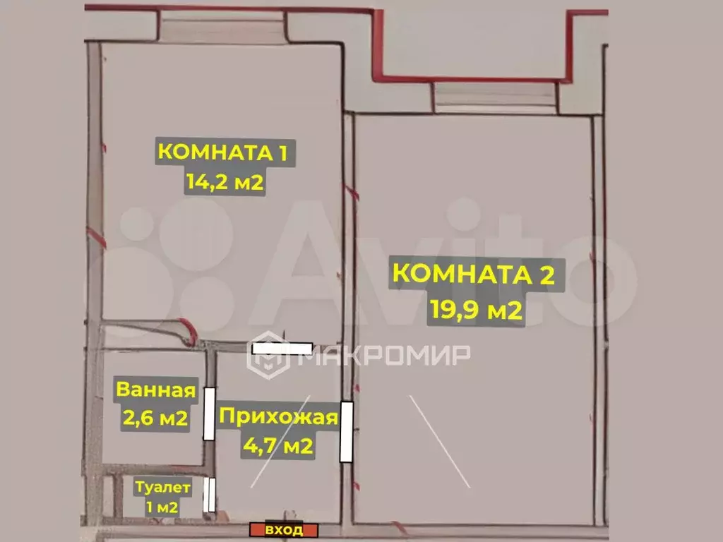 2-к. квартира, 59 м, 13/16 эт. - Фото 0