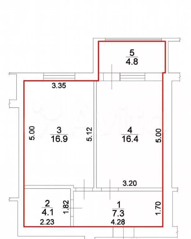 1-к. квартира, 49,5 м, 6/9 эт. - Фото 0