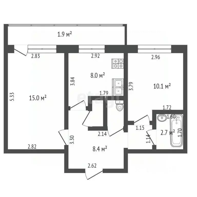 2-к кв. Крым, Феодосия ул. Чкалова, 181 (45.0 м) - Фото 2
