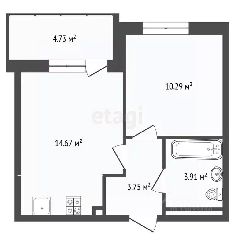 1-к кв. Тюменская область, Тюменский муниципальный округ, д. Патрушева ... - Фото 2