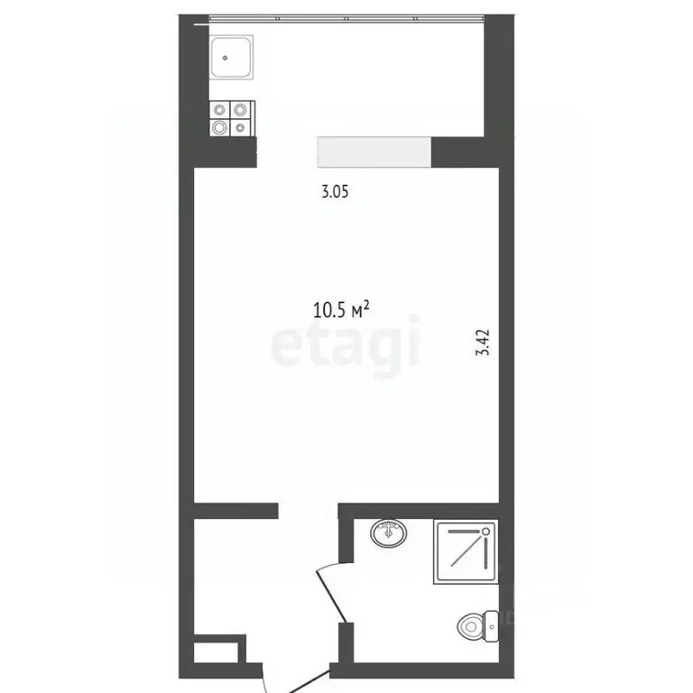 Студия Тюменская область, Тюмень ул. Станционная, 14А (15.0 м) - Фото 1
