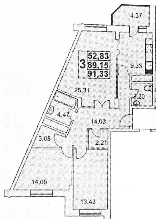 3-к кв. Москва 6-я Радиальная ул., 3к2 (94.0 м) - Фото 1