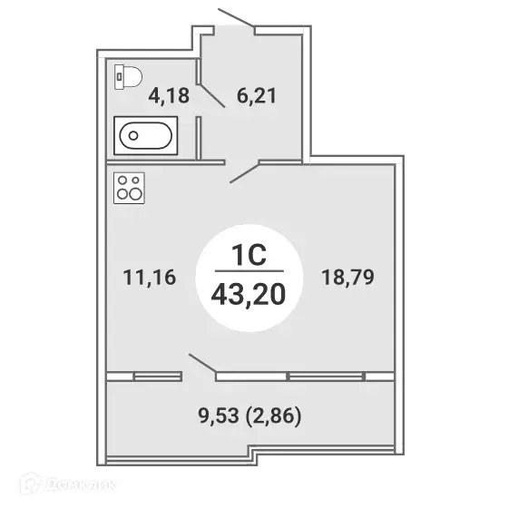 Продаётся квартира-студия, 43.2 м - Фото 0
