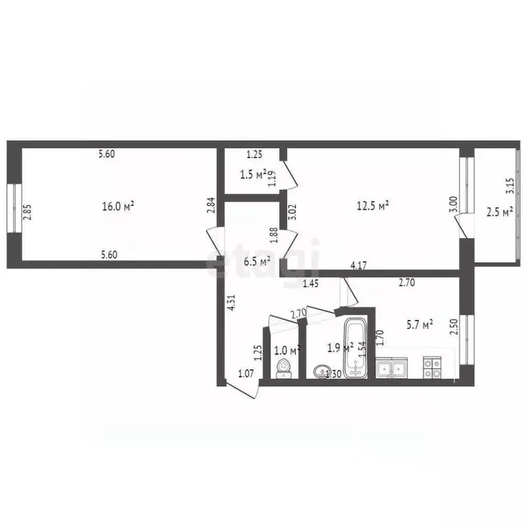 2-к кв. Башкортостан, Стерлитамак Коммунистическая ул., 29 (45.6 м) - Фото 1