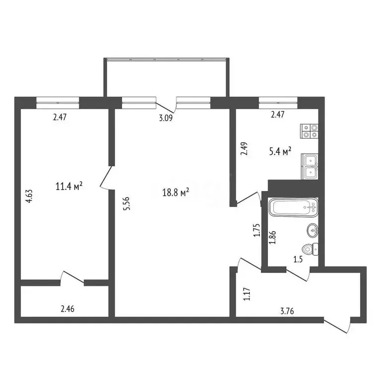 2-комнатная квартира: Коломна, улица Ленина, 99А (44.9 м) - Фото 0