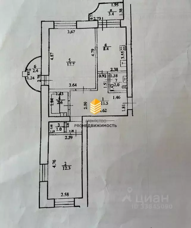 2-к кв. Башкортостан, Уфа Южный мкр, ул. Загира Исмагилова, 16/1 (55.5 ... - Фото 2