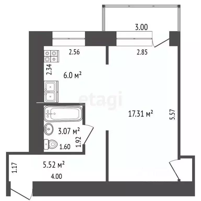 1-к кв. Пермский край, Пермь ул. Мира, 90 (32.2 м) - Фото 2