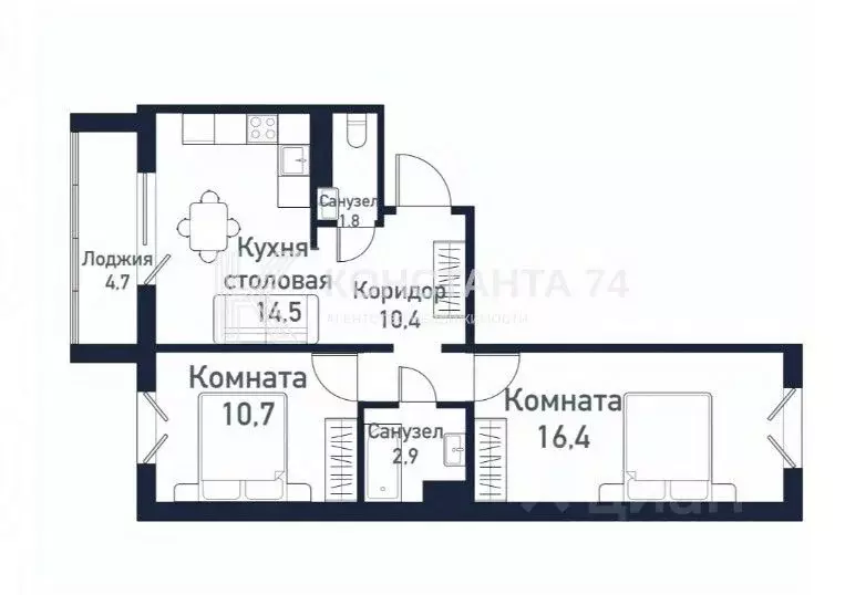 2-к кв. Челябинская область, Челябинск пос. Западный, Притяжение мкр, ... - Фото 0