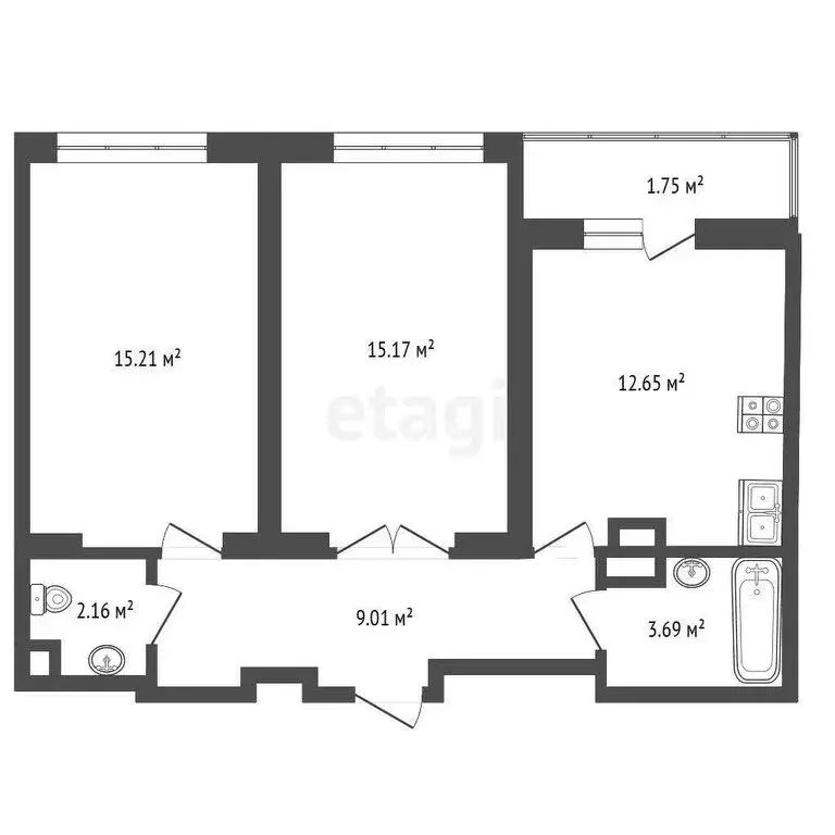 2-комнатная квартира: Ярославль, Ильинская улица, 30 (59.64 м) - Фото 0