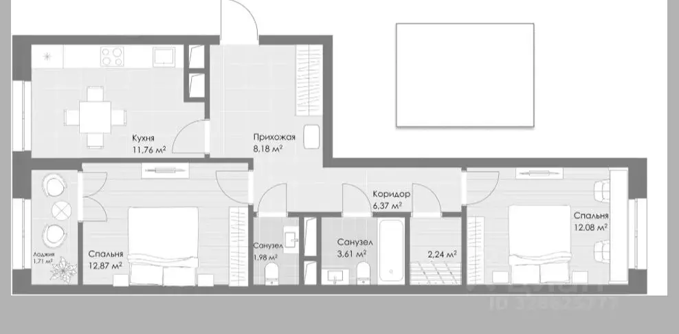 2-к кв. Московская область, Котельники Дюна жилой комплекс (62.1 м) - Фото 1