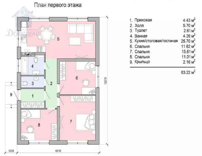 Дом в деревня Медовка, Центральный переулок (117 м) - Фото 2