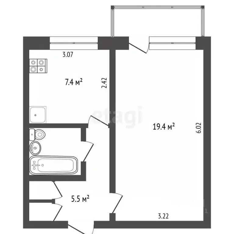 1-к кв. Ямало-Ненецкий АО, Новый Уренгой Восточный мкр, 2/2А (36.9 м) - Фото 2