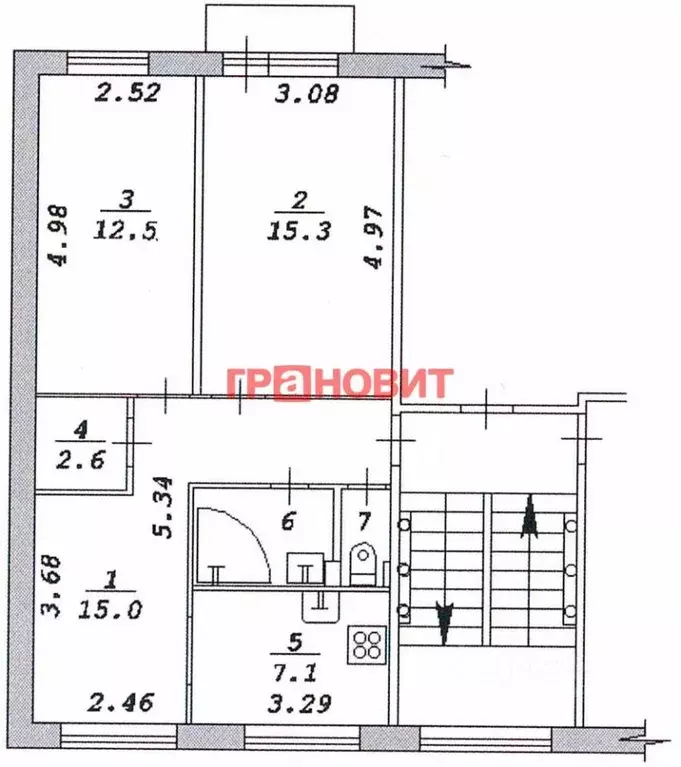3-к кв. Новосибирская область, Новосибирск Геодезическая ул., 15/1 ... - Фото 2