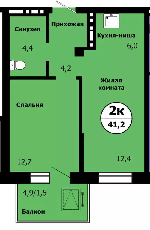 Продаётся 2-к квартира, 41.2 м - Фото 1