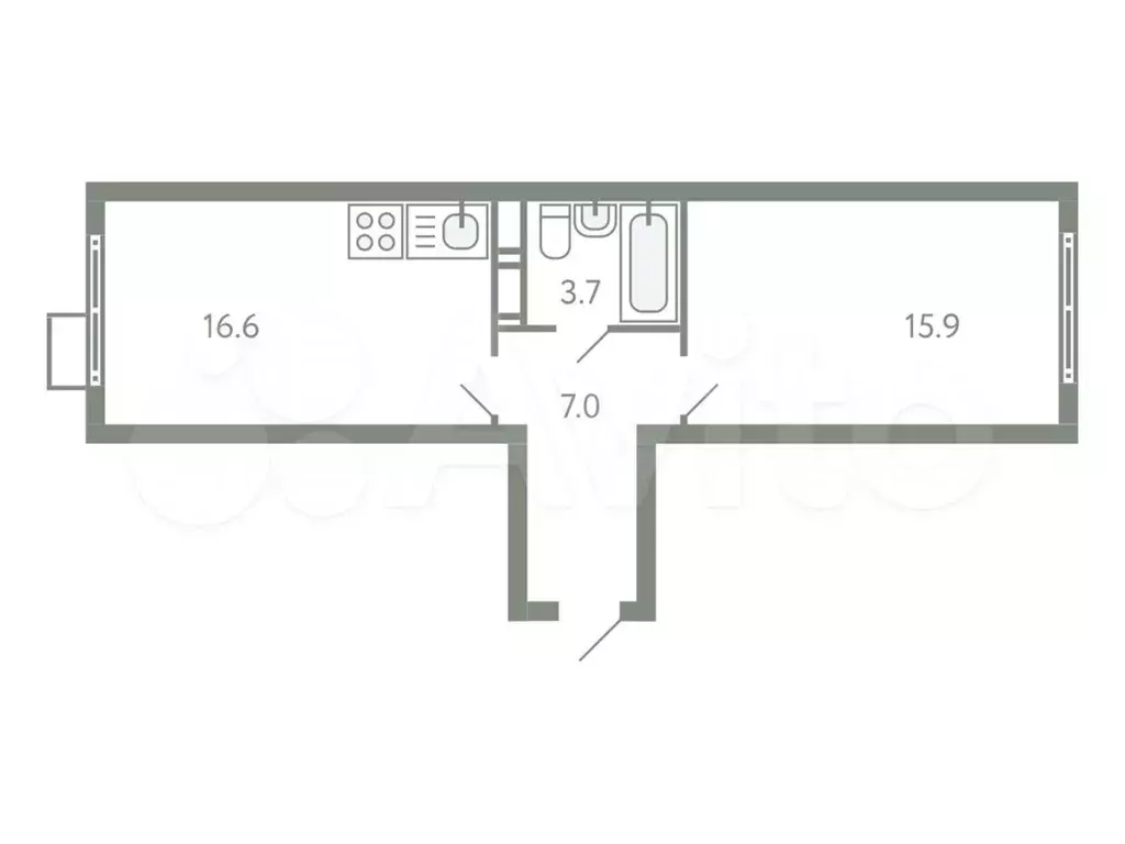 1-к. квартира, 43,2 м, 9/9 эт. - Фото 0