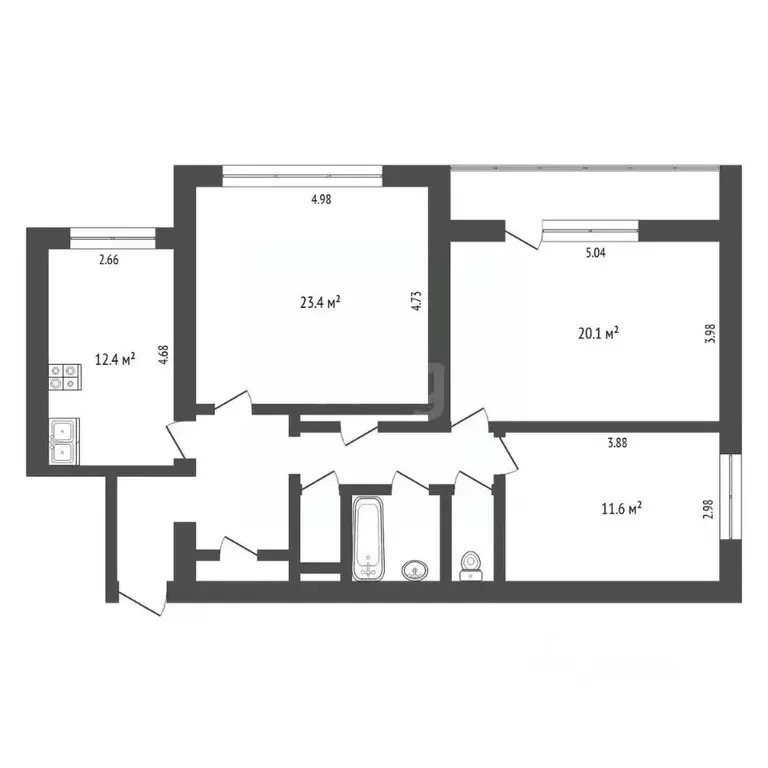 3-к кв. Тюменская область, Тюмень ул. Мельникайте, 119 (92.4 м) - Фото 2