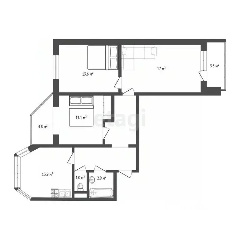 3-к кв. Московская область, Красногорск Губайлово мкр, ул. Пушкинская, ... - Фото 2
