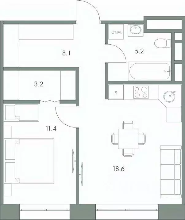 1-к кв. Ханты-Мансийский АО, Ханты-Мансийск Красноармейская ул., 45 ... - Фото 0